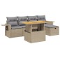 vidaXL 6-tlg. Garten-Sofagarnitur mit Kissen Beige Poly Rattan vidaXL 6-tlg. Garten-Sofagarnitur mit Kissen Beige Poly Rattan