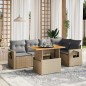 vidaXL 6-tlg. Garten-Sofagarnitur mit Kissen Beige Poly Rattan vidaXL 6-tlg. Garten-Sofagarnitur mit Kissen Beige Poly Rattan