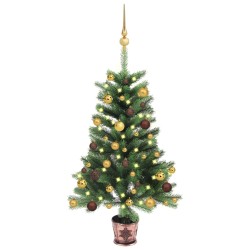 Künstlicher Weihnachtsbaum mit LEDs & Kugeln 65 cm Grün