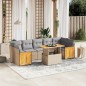 vidaXL 8-tlg. Garten-Sofagarnitur mit Kissen Beige Poly Rattan vidaXL 8-tlg. Garten-Sofagarnitur mit Kissen Beige Poly Rattan