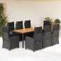 vidaXL 9-tlg. Garten-Essgruppe mit Kissen Schwarz Poly Rattan vidaXL 9-tlg. Garten-Essgruppe mit Kissen Schwarz Poly Rattan