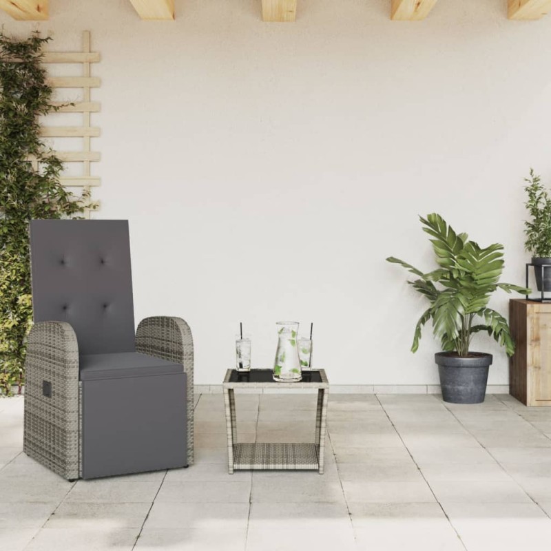 vidaXL 2-tlg. Garten-Essgruppe mit Kissen Grau Poly Rattan vidaXL 2-tlg. Garten-Essgruppe mit Kissen Grau Poly Rattan