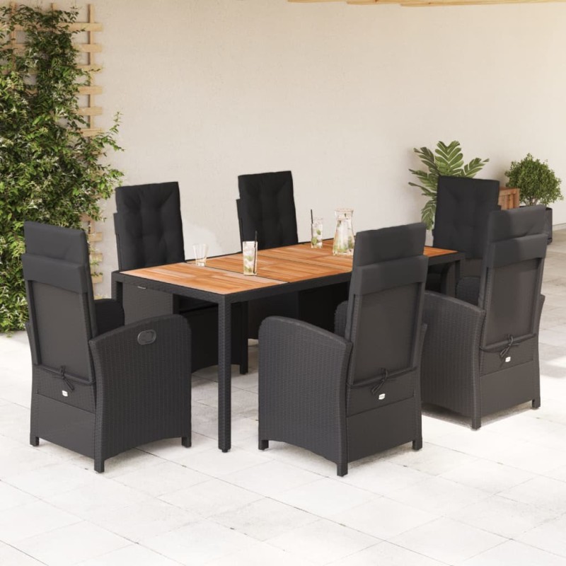 vidaXL 7-tlg. Garten-Essgruppe mit Kissen Schwarz Poly Rattan vidaXL 7-tlg. Garten-Essgruppe mit Kissen Schwarz Poly Rattan