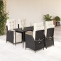 vidaXL 5-tlg. Garten-Essgruppe mit Kissen Schwarz Poly Rattan vidaXL 5-tlg. Garten-Essgruppe mit Kissen Schwarz Poly Rattan