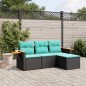 vidaXL 4-tlg. Garten-Sofagarnitur mit Kissen Schwarz Poly Rattan vidaXL 4-tlg. Garten-Sofagarnitur mit Kissen Schwarz Poly Rattan