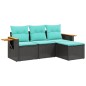 vidaXL 4-tlg. Garten-Sofagarnitur mit Kissen Schwarz Poly Rattan vidaXL 4-tlg. Garten-Sofagarnitur mit Kissen Schwarz Poly Rattan