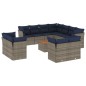 vidaXL 12-tlg. Garten-Sofagarnitur mit Kissen Grau Poly Rattan vidaXL 12-tlg. Garten-Sofagarnitur mit Kissen Grau Poly Rattan