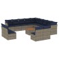 vidaXL 14-tlg. Garten-Sofagarnitur mit Kissen Grau Poly Rattan vidaXL 14-tlg. Garten-Sofagarnitur mit Kissen Grau Poly Rattan