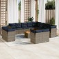 vidaXL 14-tlg. Garten-Sofagarnitur mit Kissen Grau Poly Rattan vidaXL 14-tlg. Garten-Sofagarnitur mit Kissen Grau Poly Rattan