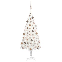 Künstlicher Weihnachtsbaum mit LEDs & Kugeln Weiß 120 cm