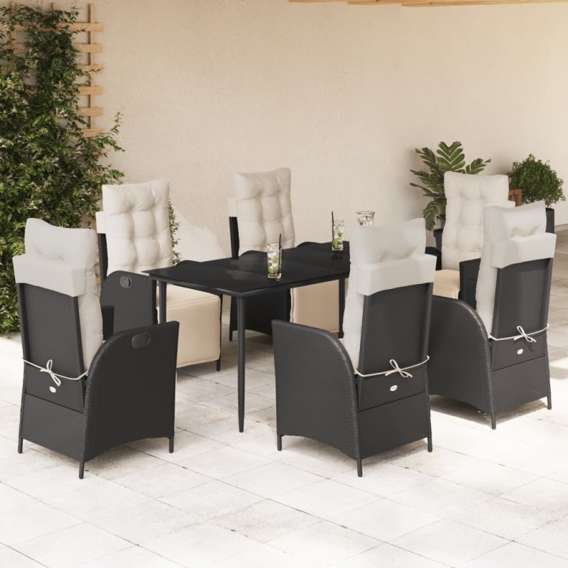 vidaXL 7-tlg. Garten-Essgruppe mit Kissen Schwarz Poly Rattan vidaXL 7-tlg. Garten-Essgruppe mit Kissen Schwarz Poly Rattan