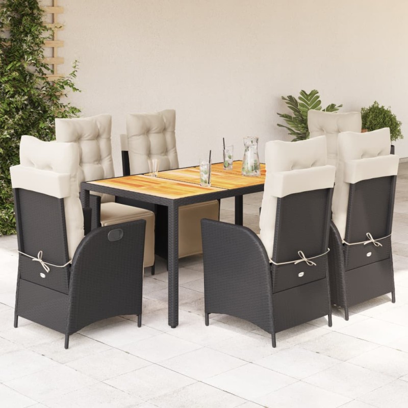 vidaXL 7-tlg. Garten-Essgruppe mit Kissen Schwarz Poly Rattan vidaXL 7-tlg. Garten-Essgruppe mit Kissen Schwarz Poly Rattan