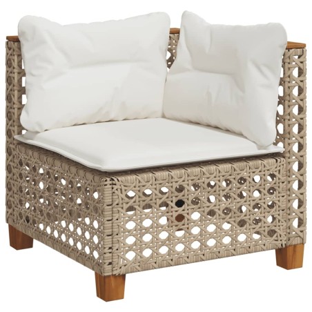 vidaXL Garten-Ecksofa mit Kissen Beige Poly Rattan