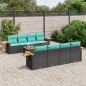 vidaXL 9-tlg. Garten-Sofagarnitur mit Kissen Schwarz Poly Rattan vidaXL 9-tlg. Garten-Sofagarnitur mit Kissen Schwarz Poly Rattan