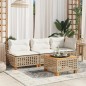 vidaXL Gartentisch Beige 55x55x36 cm Poly Rattan Akazienholz vidaXL Gartentisch Beige 55x55x36 cm Poly Rattan Akazienholz