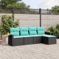 vidaXL 5-tlg. Garten-Sofagarnitur mit Kissen Schwarz Poly Rattan vidaXL 5-tlg. Garten-Sofagarnitur mit Kissen Schwarz Poly Rattan