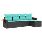 vidaXL 5-tlg. Garten-Sofagarnitur mit Kissen Schwarz Poly Rattan vidaXL 5-tlg. Garten-Sofagarnitur mit Kissen Schwarz Poly Rattan