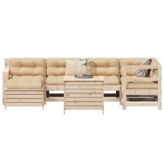 vidaXL 7-tlg. Garten-Sofagarnitur Massivholz Kiefer