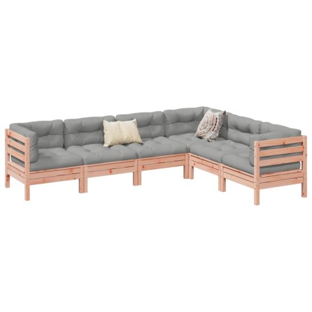 vidaXL 6-tlg. Garten-Sofagarnitur mit Kissen Massivholz Douglasie