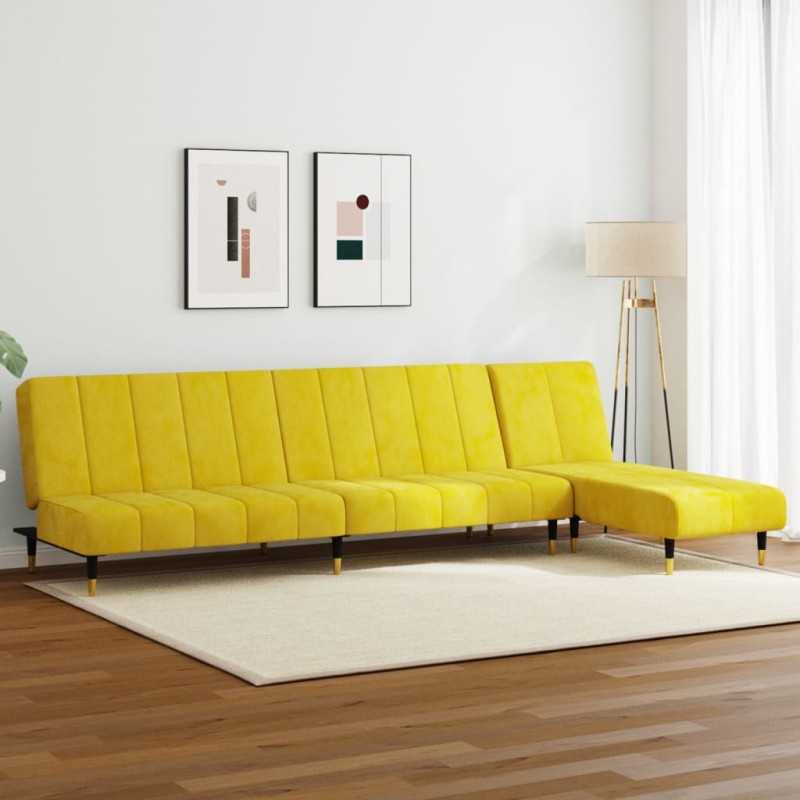 vidaXL 2-tlg. Sofagarnitur Gelb Samt vidaXL 2-tlg. Sofagarnitur Gelb Samt