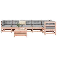 vidaXL 7-tlg. Garten-Sofagarnitur Massivholz Douglasie