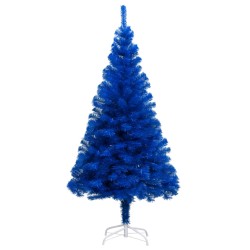 Künstlicher Weihnachtsbaum mit LEDs & Kugeln Blau 210 cm PVC