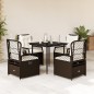 vidaXL 5-tlg. Garten-Essgruppe mit Kissen Braun Poly Rattan vidaXL 5-tlg. Garten-Essgruppe mit Kissen Braun Poly Rattan