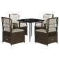 vidaXL 5-tlg. Garten-Essgruppe mit Kissen Braun Poly Rattan vidaXL 5-tlg. Garten-Essgruppe mit Kissen Braun Poly Rattan
