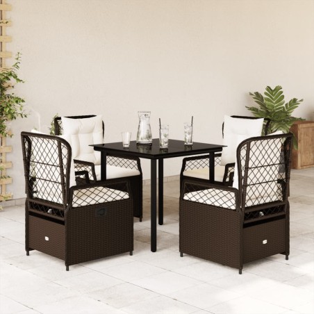 vidaXL 5-tlg. Garten-Essgruppe mit Kissen Braun Poly Rattan
