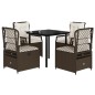 vidaXL 5-tlg. Garten-Essgruppe mit Kissen Braun Poly Rattan vidaXL 5-tlg. Garten-Essgruppe mit Kissen Braun Poly Rattan