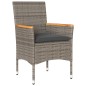 vidaXL 3-tlg. Bistro-Set mit Kissen Grau Poly Rattan und Glas vidaXL 3-tlg. Bistro-Set mit Kissen Grau Poly Rattan und Glas