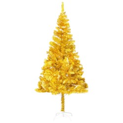 Künstlicher Weihnachtsbaum mit LEDs & Kugeln Golden 240 cm PET
