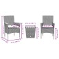 vidaXL 3-tlg. Bistro-Set mit Kissen Grau Poly Rattan und Glas vidaXL 3-tlg. Bistro-Set mit Kissen Grau Poly Rattan und Glas
