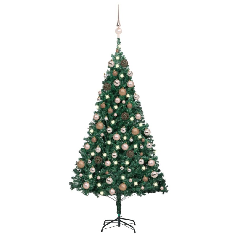 Künstlicher Weihnachtsbaum mit LEDs & Kugeln Grün 120 cm PVC Künstlicher Weihnachtsbaum mit LEDs & Kugeln Grün 120 cm PVC