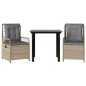 vidaXL 3-tlg. Garten-Essgruppe mit Kissen Beige Poly Rattan vidaXL 3-tlg. Garten-Essgruppe mit Kissen Beige Poly Rattan