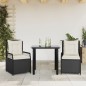 vidaXL 3-tlg. Garten-Essgruppe mit Kissen Schwarz Poly Rattan vidaXL 3-tlg. Garten-Essgruppe mit Kissen Schwarz Poly Rattan