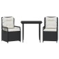 vidaXL 3-tlg. Garten-Essgruppe mit Kissen Schwarz Poly Rattan vidaXL 3-tlg. Garten-Essgruppe mit Kissen Schwarz Poly Rattan