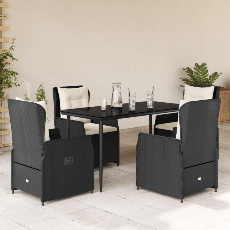 vidaXL 5-tlg. Garten-Essgruppe mit Kissen Schwarz Poly Rattan vidaXL 5-tlg. Garten-Essgruppe mit Kissen Schwarz Poly Rattan