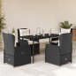 vidaXL 5-tlg. Garten-Essgruppe mit Kissen Schwarz Poly Rattan vidaXL 5-tlg. Garten-Essgruppe mit Kissen Schwarz Poly Rattan