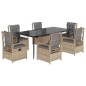 vidaXL 7-tlg. Garten-Essgruppe mit Kissen Beige Poly Rattan vidaXL 7-tlg. Garten-Essgruppe mit Kissen Beige Poly Rattan