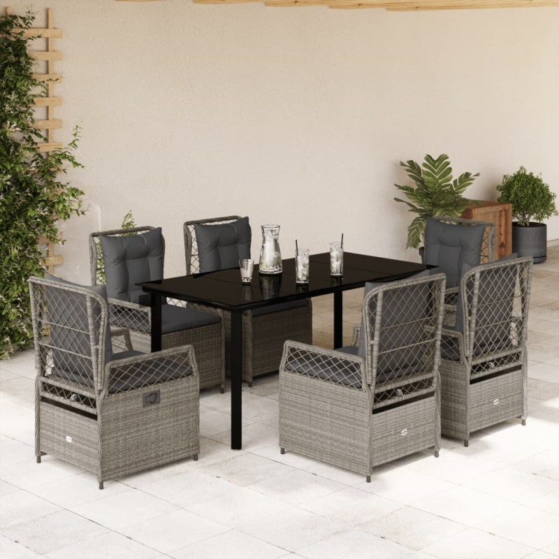 vidaXL 7-tlg. Garten-Essgruppe mit Kissen Hellgrau Poly Rattan vidaXL 7-tlg. Garten-Essgruppe mit Kissen Hellgrau Poly Rattan