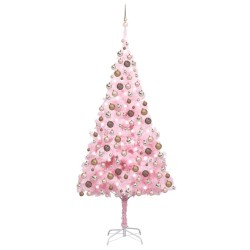 Künstlicher Weihnachtsbaum mit LEDs & Kugeln Rosa 240cm PVC