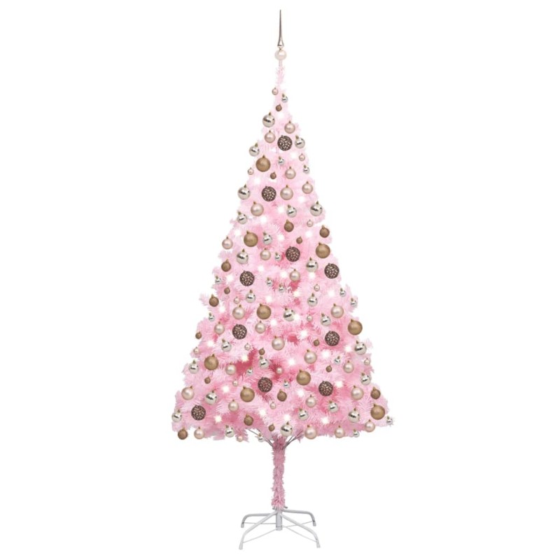 Künstlicher Weihnachtsbaum mit LEDs & Kugeln Rosa 240cm PVC Künstlicher Weihnachtsbaum mit LEDs & Kugeln Rosa 240cm PVC