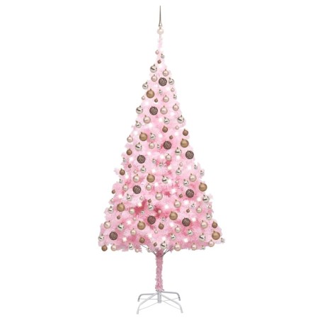 Künstlicher Weihnachtsbaum mit LEDs & Kugeln Rosa 240cm PVC