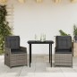 vidaXL 3-tlg. Garten-Essgruppe mit Kissen Grau Poly Rattan vidaXL 3-tlg. Garten-Essgruppe mit Kissen Grau Poly Rattan