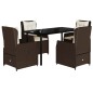 vidaXL 5-tlg. Garten-Essgruppe mit Kissen Braun Poly Rattan vidaXL 5-tlg. Garten-Essgruppe mit Kissen Braun Poly Rattan