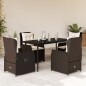 vidaXL 5-tlg. Garten-Essgruppe mit Kissen Braun Poly Rattan vidaXL 5-tlg. Garten-Essgruppe mit Kissen Braun Poly Rattan
