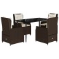 vidaXL 5-tlg. Garten-Essgruppe mit Kissen Braun Poly Rattan vidaXL 5-tlg. Garten-Essgruppe mit Kissen Braun Poly Rattan