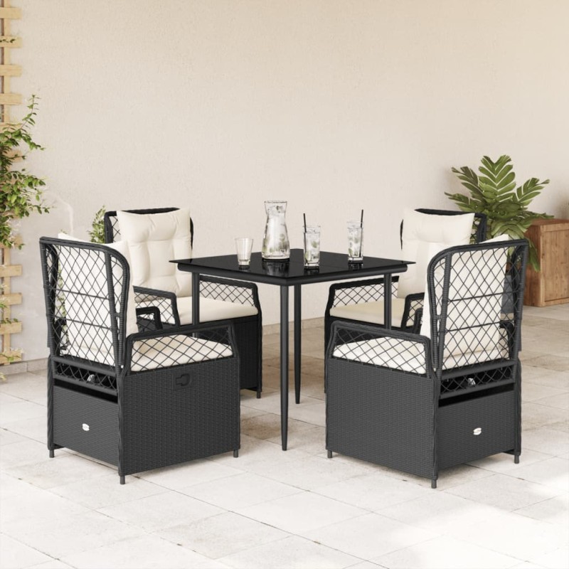 vidaXL 5-tlg. Garten-Essgruppe mit Kissen Schwarz Poly Rattan vidaXL 5-tlg. Garten-Essgruppe mit Kissen Schwarz Poly Rattan