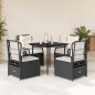 vidaXL 5-tlg. Garten-Essgruppe mit Kissen Schwarz Poly Rattan vidaXL 5-tlg. Garten-Essgruppe mit Kissen Schwarz Poly Rattan